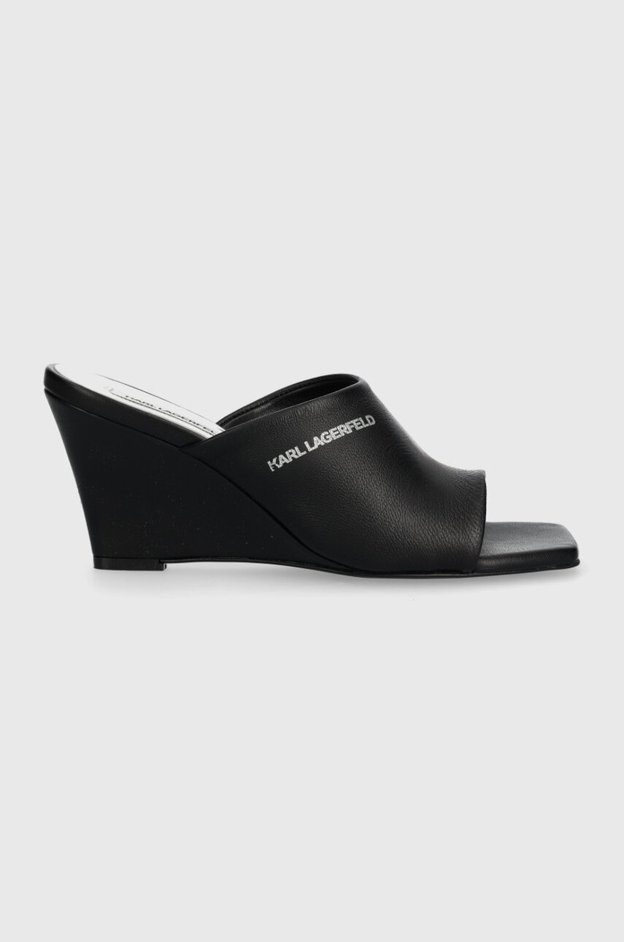 Karl Lagerfeld Klapki skórzane RIALTO czarny KL34400.000