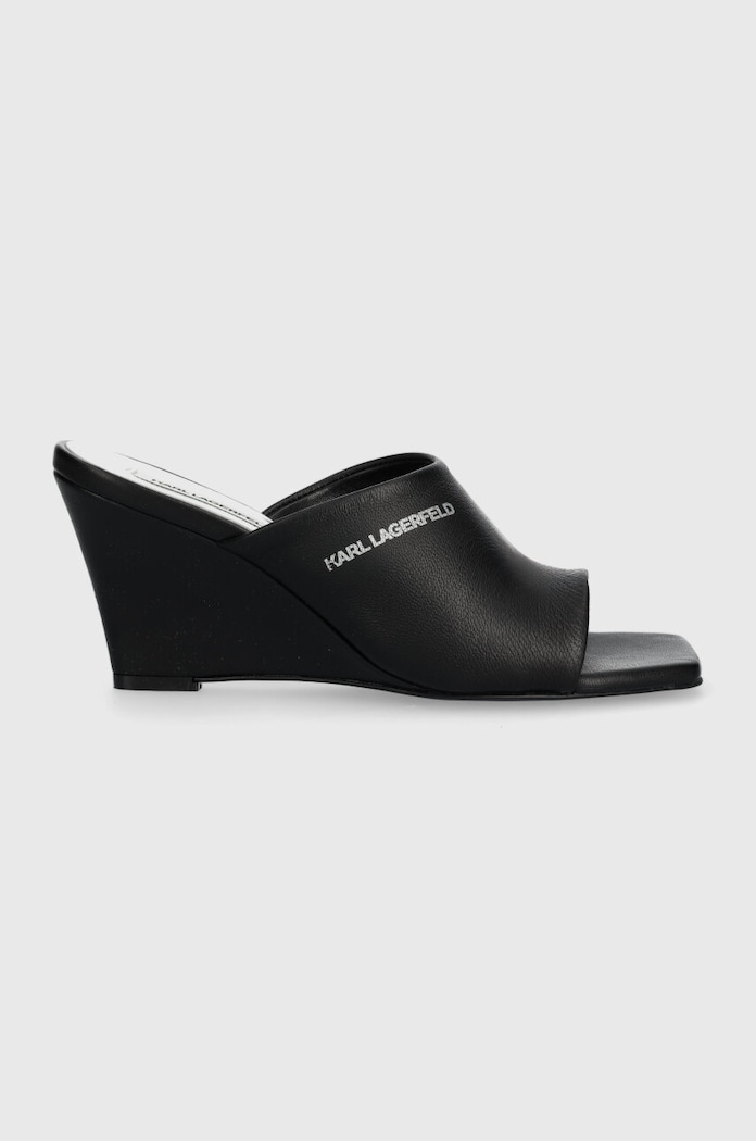 Karl Lagerfeld Klapki skórzane RIALTO czarny KL34400.000
