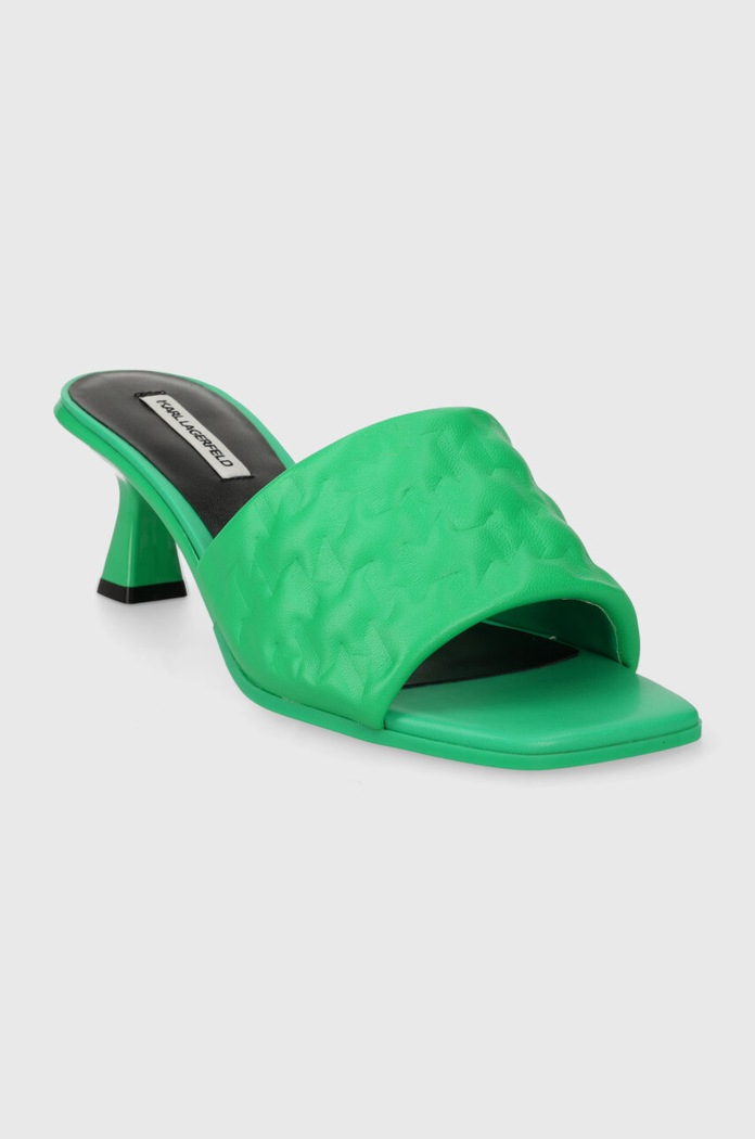 Kožené pantofle Karl Lagerfeld PANACHE II KL30113.0GG zelená SS24