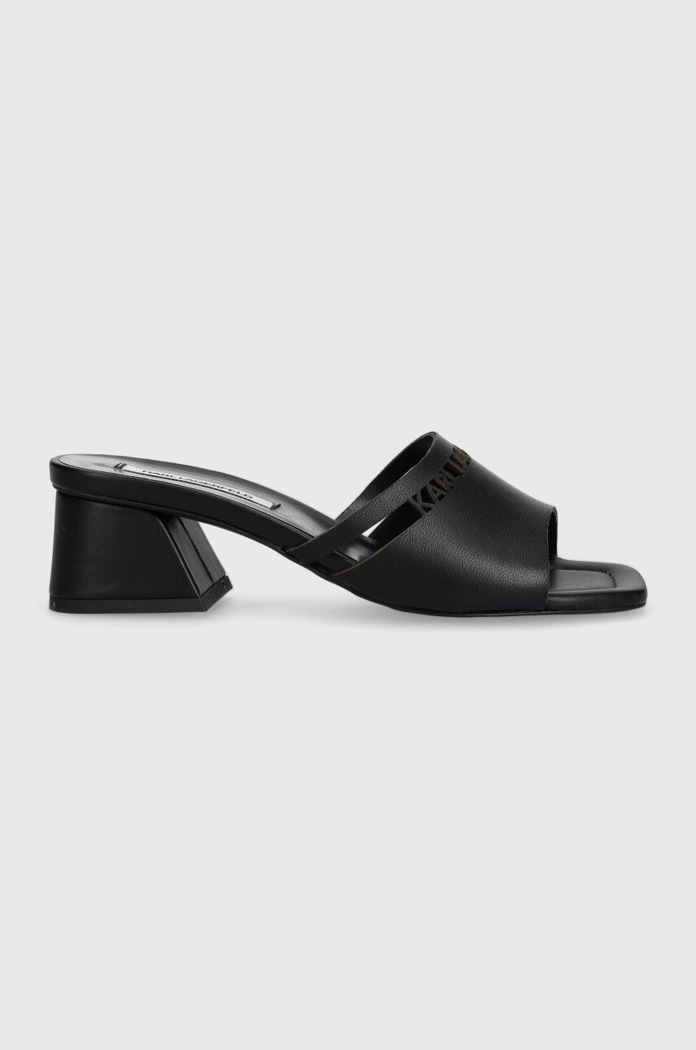 Karl Lagerfeld klapki skórzane PLAZA słupek czarny KL32405.000