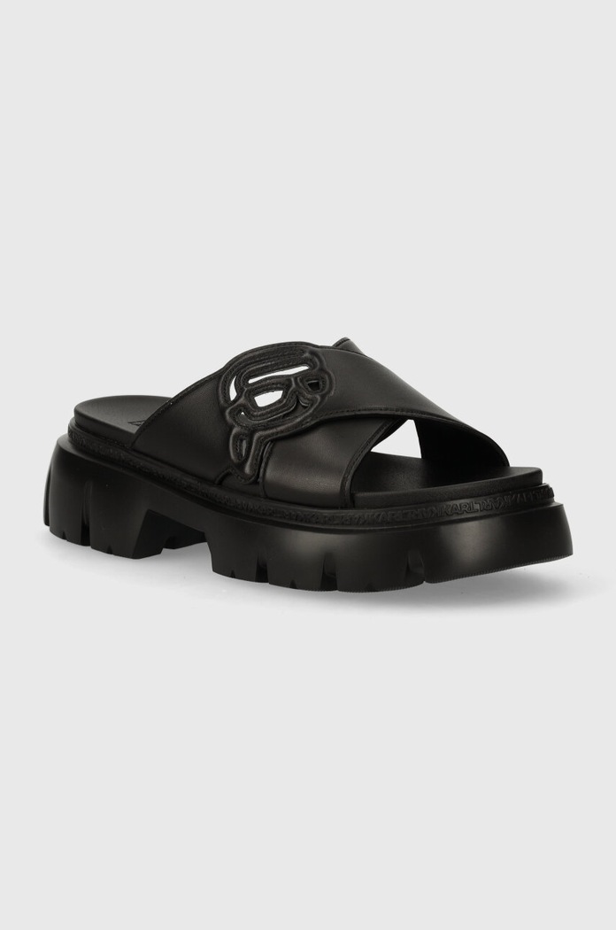 Kožené šľapky Karl Lagerfeld SUN TREKKA NFT usňová koža čierna KL83504.000