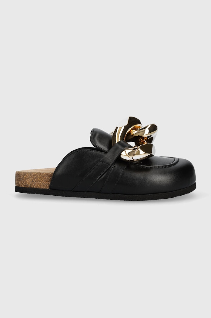 JW Anderson bőr papucs Chain Loafer nappa bőr fekete ANW35004E.999