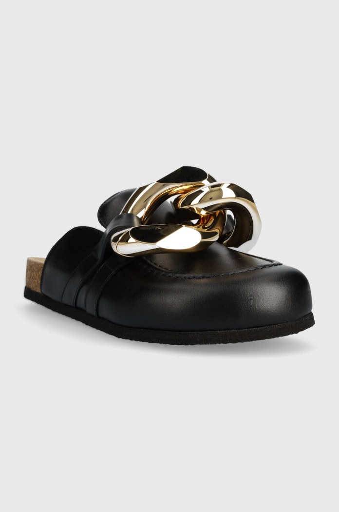 JW Anderson bőr papucs Chain Loafer ANW35004E.999 fekete SS24