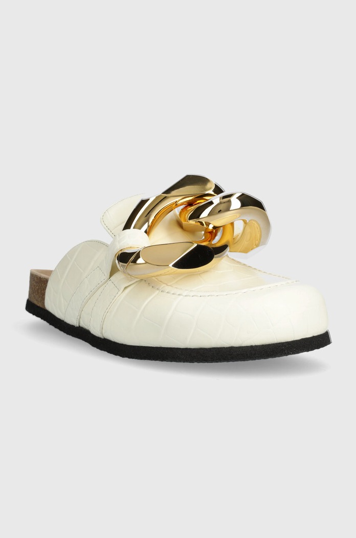 Kožne natikače JW Anderson Chain Loafer ANW35004E.101 bež SS24