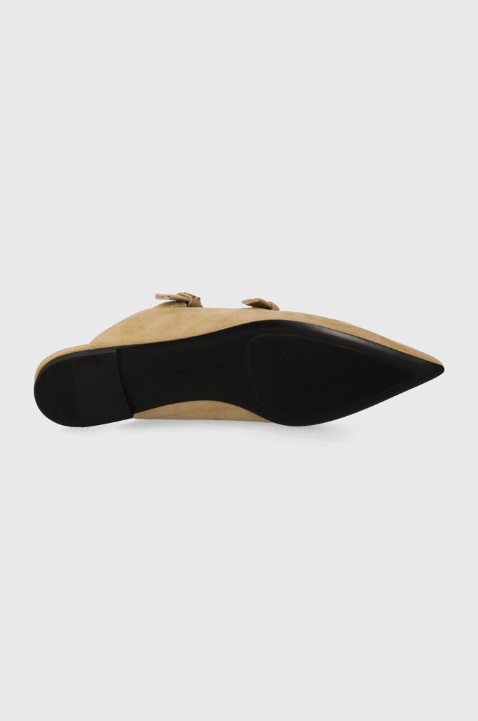 Semišové pantofle Tommy Hilfiger TH POINTE SUEDE MULE FW0FW07697 béžová
