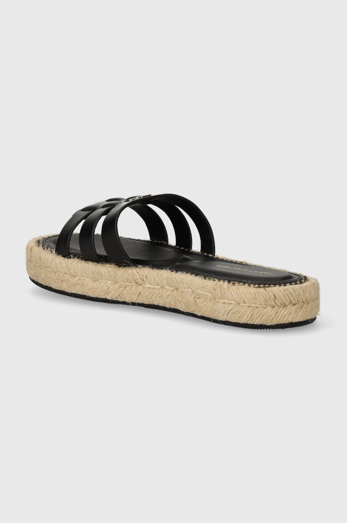 Obuwie Tommy Hilfiger Klapki skórzane AUTHENTIC FLAT LTHR ESPADRILLE FW0FW07745 czarny