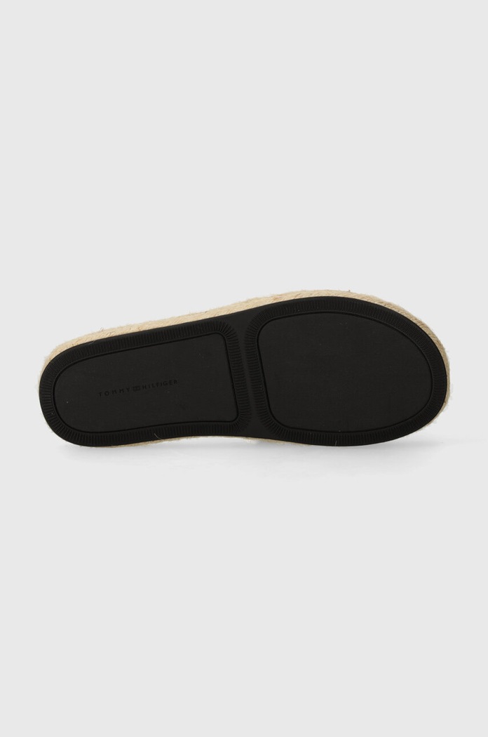 Klapki skórzane AUTHENTIC FLAT LTHR ESPADRILLE Tommy Hilfiger czarny FW0FW07745