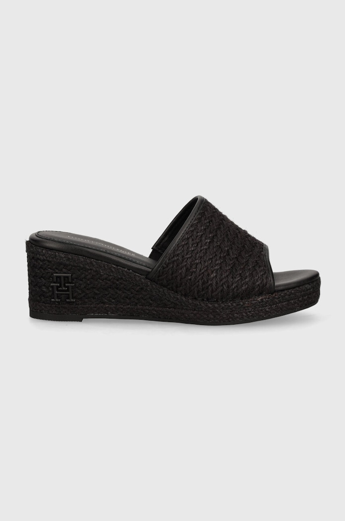 Tommy Hilfiger papucs TH ROPE WEDGE SANDAL FW0FW07927 fekete AW25