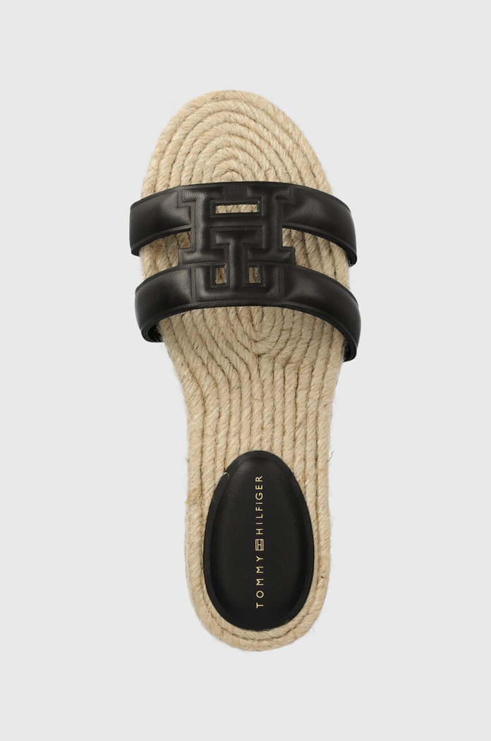 Tommy Hilfiger klapki skórzane TH EMBOSS FLAT ESP SANDAL czarny FW0FW07928