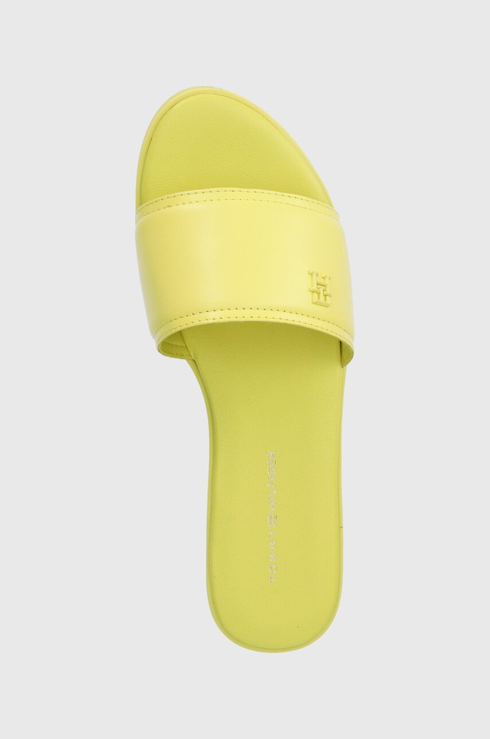 Tommy Hilfiger klapki skórzane POP COLOR MULE SANDAL żółty FW0FW07936