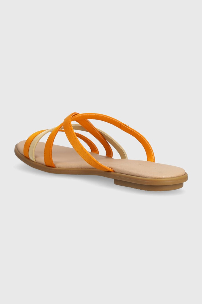 Obuwie Tommy Hilfiger Klapki TH STRAP FLAT SATIN SANDAL FW0FW08041 pomarańczowy
