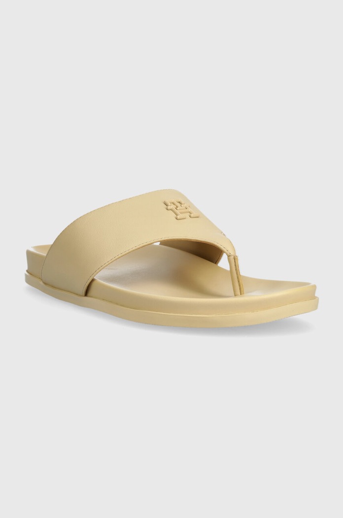Kožené žabky Tommy Hilfiger THONG COMFORT SANDAL FW0FW08042 béžová SS24
