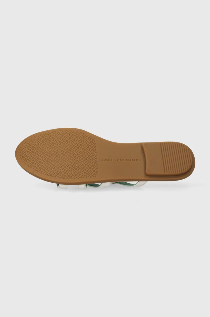 Tommy Hilfiger klapki skórzane TH STRAP FLAT SANDAL FW0FW08067 beżowy