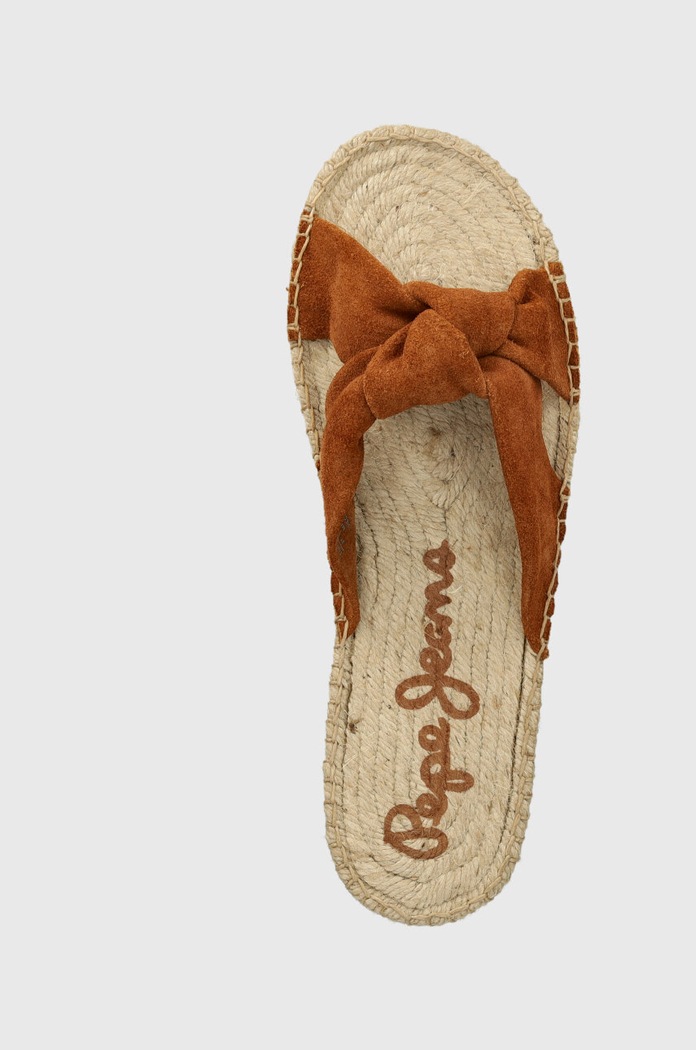 Semišové pantofle Pepe Jeans PLS90664 hnědá PLS90664