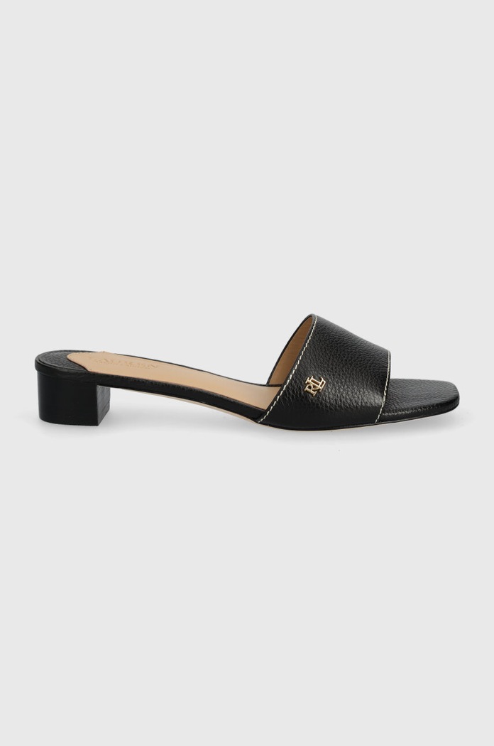 Kožené pantofle Lauren Ralph Lauren Fay 802925259001.001 černá SS24
