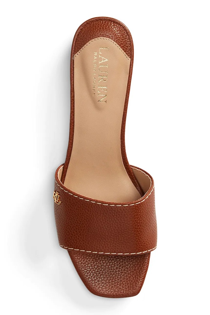 Обувки Кожени чехли Lauren Ralph Lauren Fay 802925259003.270 кафяв