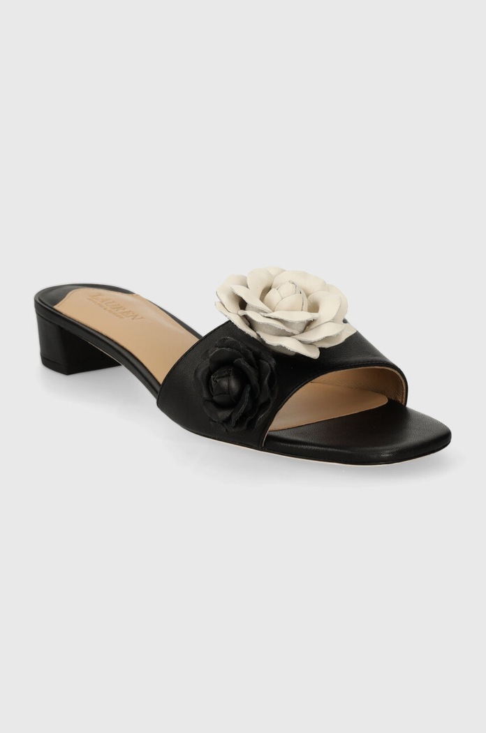 Kožené šľapky Lauren Ralph Lauren Fay 802935554001.001 čierna SS24