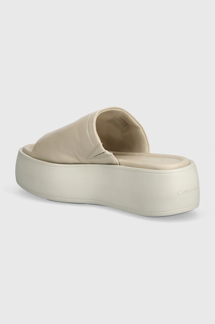 Obuća Kožne natikače Calvin Klein FLATFORM SLIDE LTH HW0HW01943 bež