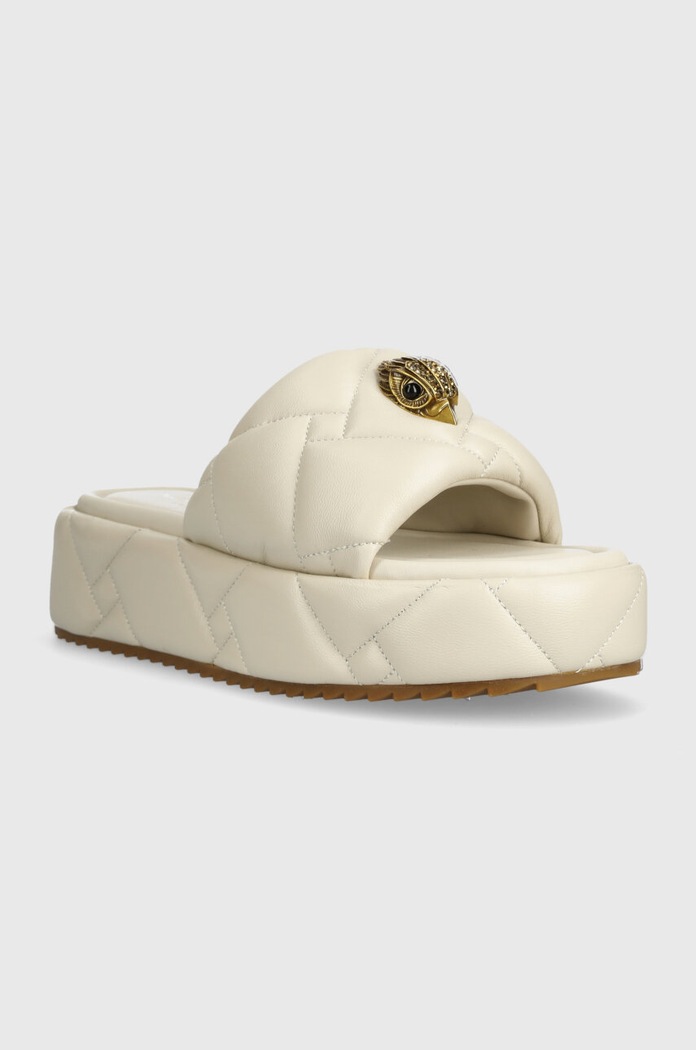 Kurt Geiger London ciabatte slide in pelle Kensington Puff Flatform 2017841109.BONE beige SS24