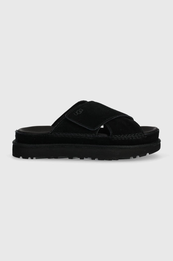 Semišové pantofle UGG Goldenstar Cross Slide semišová kůže černá 1137910.BLK