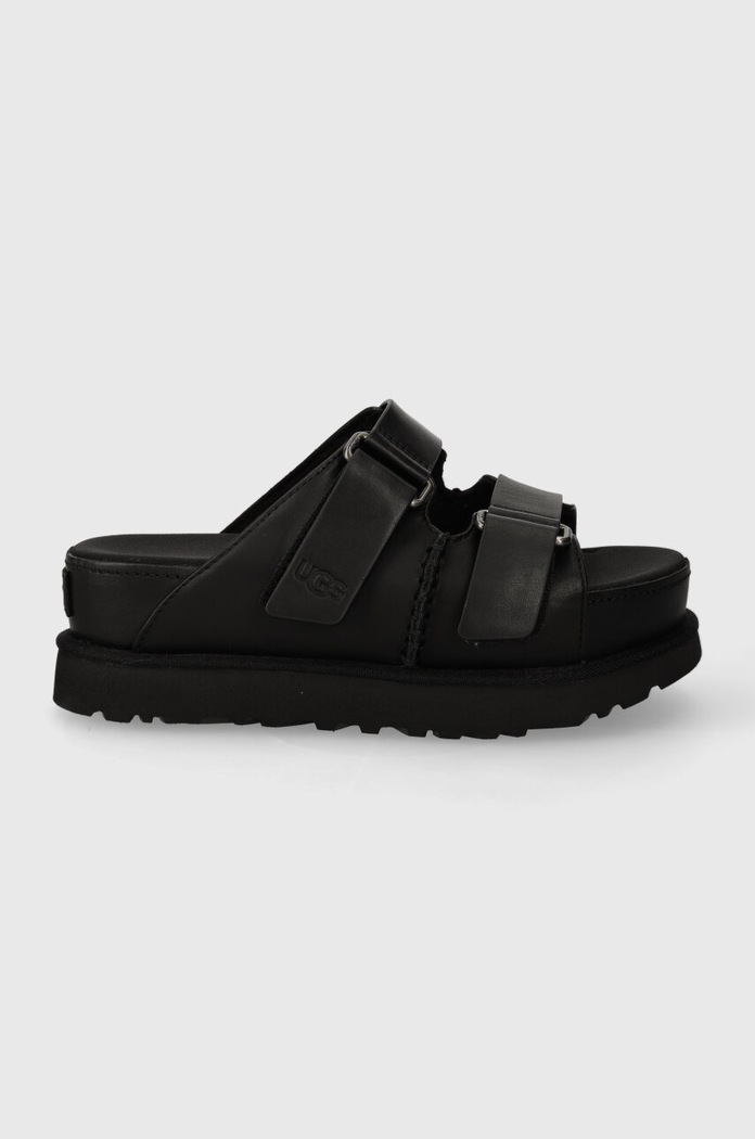 Kožené pantofle UGG Goldenstar Hi Slide přírodní kůže černá 1152651.BLK
