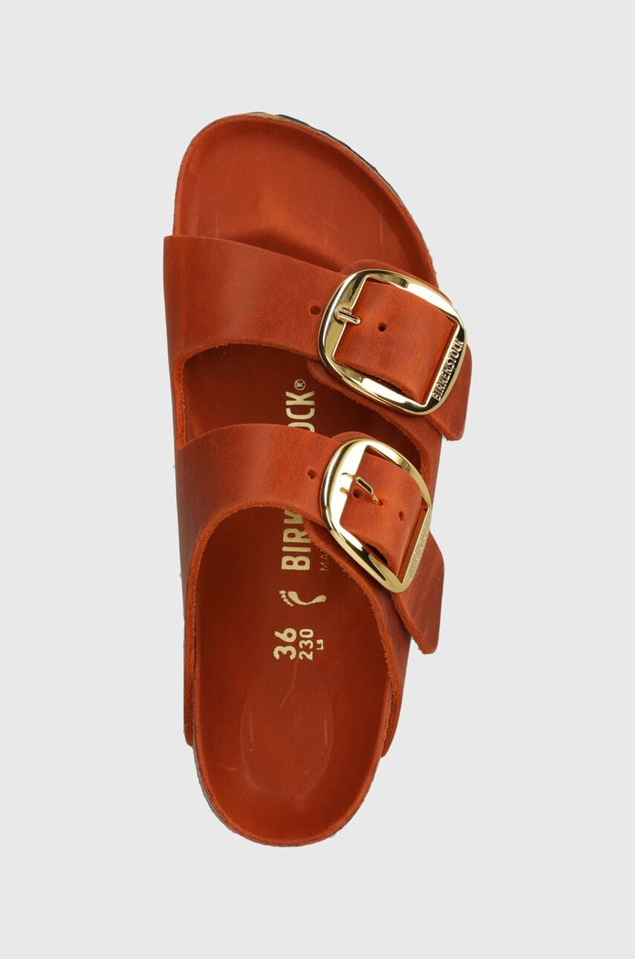 Birkenstock šľapky dámske kožené na plochom podpätku oranžová 1026661