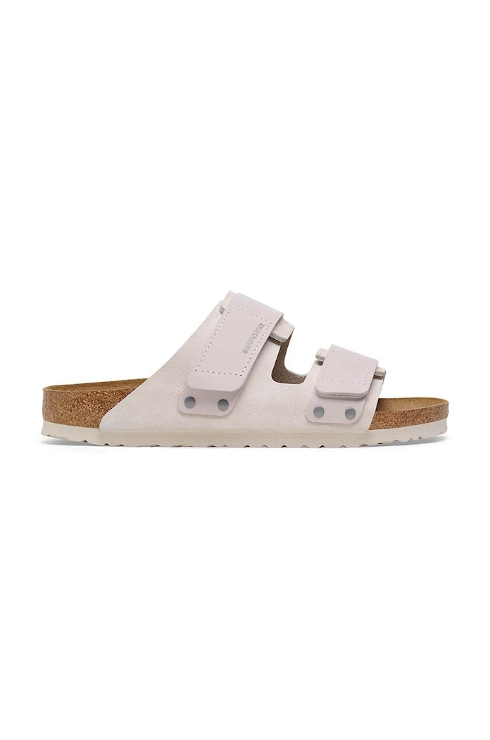 Birkenstock papucs lapos sarok velúr Uji velúr bőr fehér 1024800