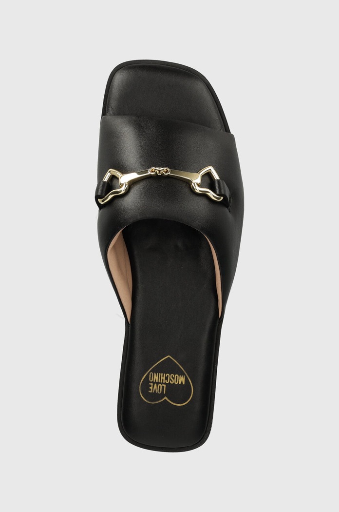Love Moschino klapki skórzane czarny JA28382G0IIA0000
