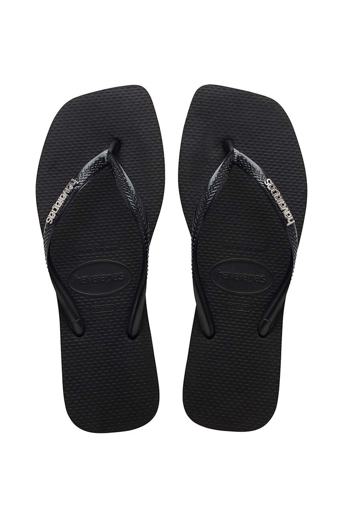 Žabky Havaianas SQUARE LOGO METALLIC plochý čierna 4148257.2976