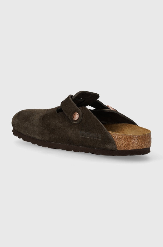 Shoes Birkenstock suede sliders Boston 1027460 brown