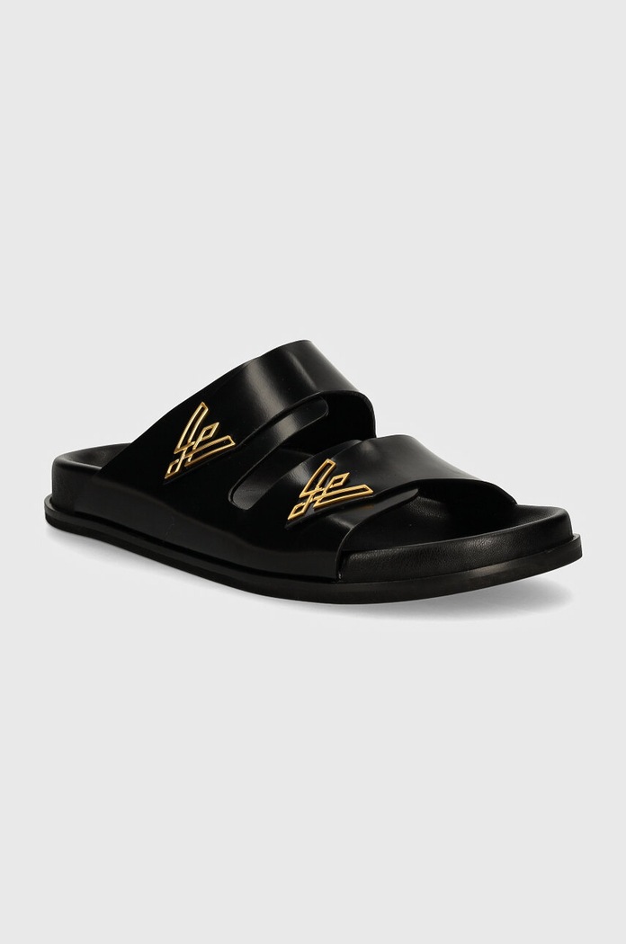Vanda Novak Klapki skórzane Sandy Sandy.Cristal.Black czarny SS24