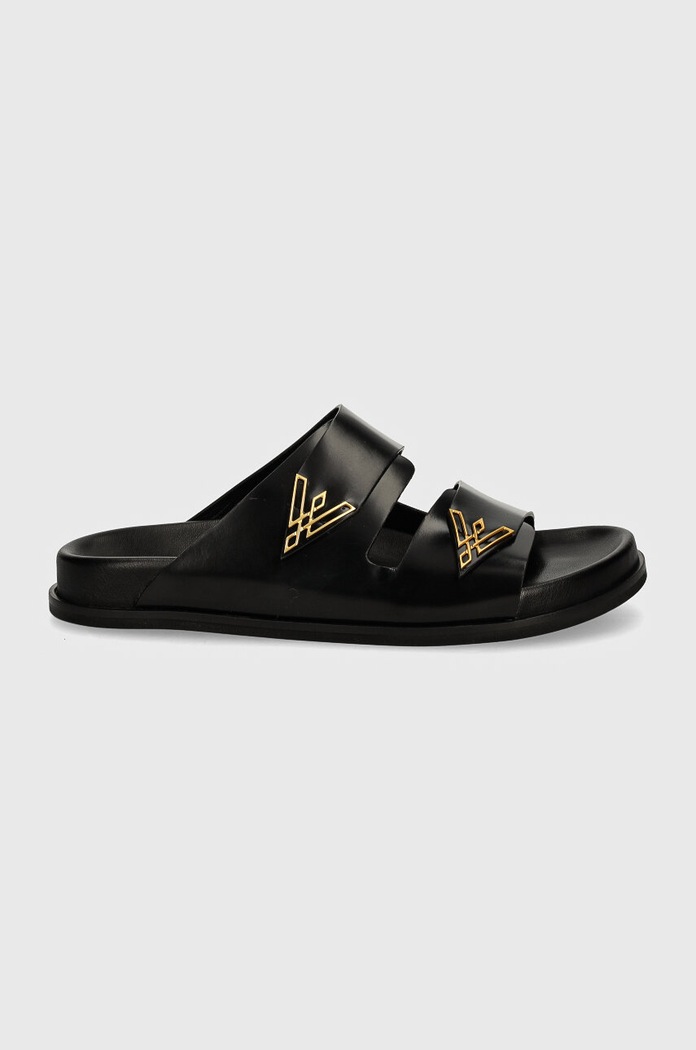 Vanda Novak Klapki skórzane Sandy czarny Sandy.Cristal.Black