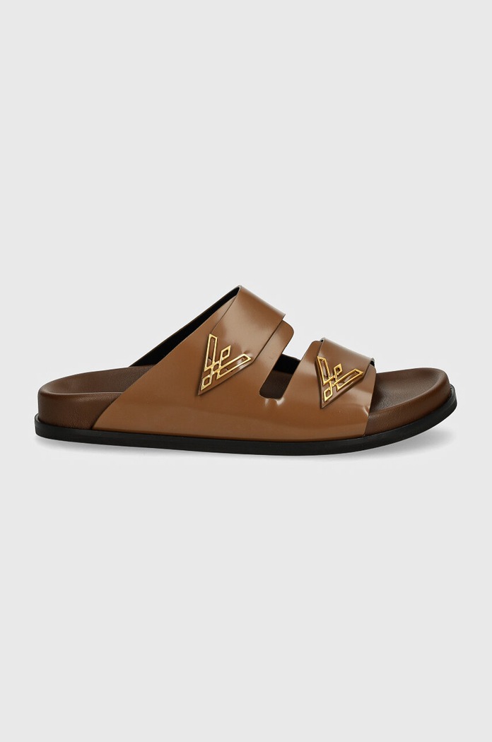 Vanda Novak klapki skórzane Sandy Sandy.Cristal.Chocolate brązowy SS24