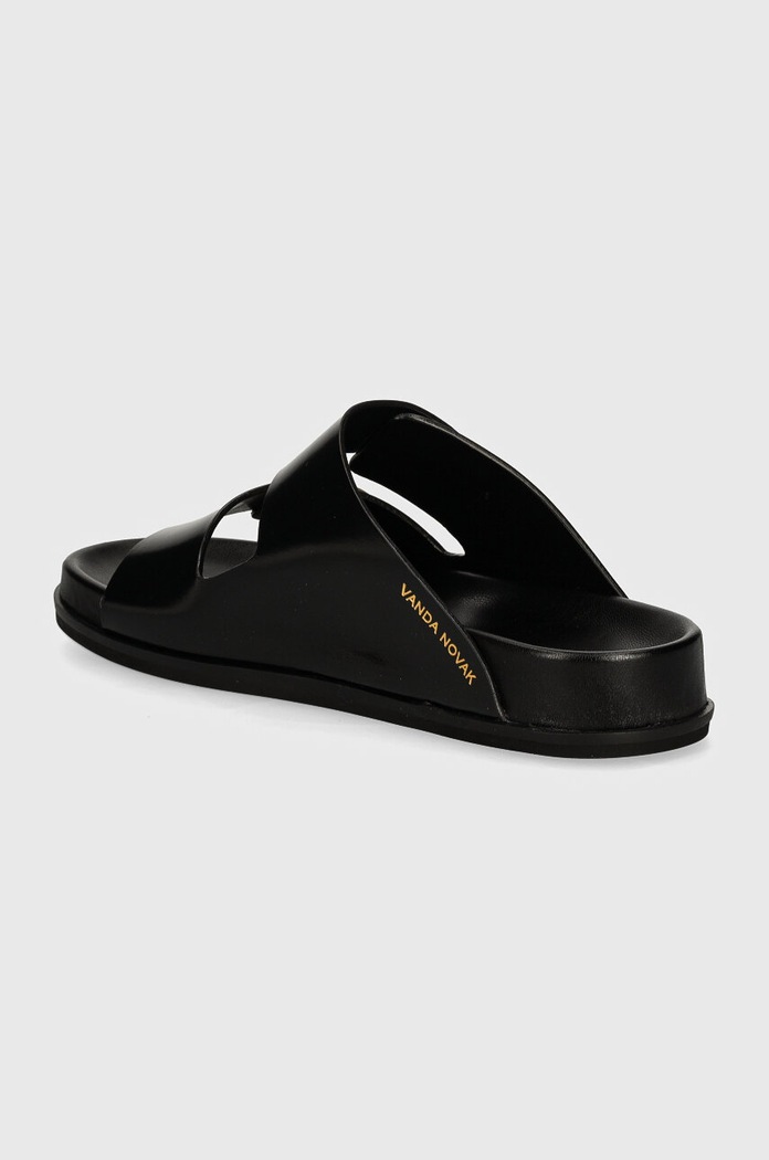 Boty Vanda Novak Dětské kožené pantofle Vanda Novak Sandy Kids Sandy.Kids.Cristal.Blac černá