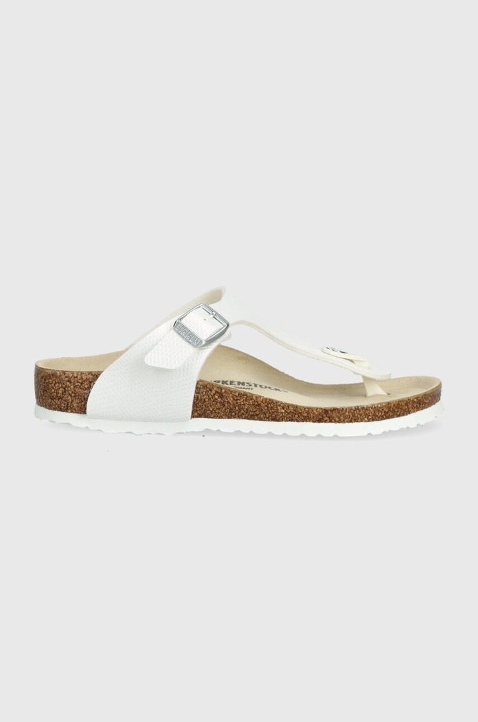 Παιδικές σαγιονάρες Birkenstock Gizeh K BF Shiny Lizard απομίμηση λείου δέρματος λευκό 1027260.24.35