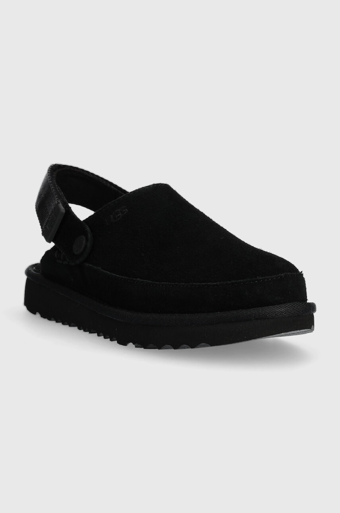 Dječje kućne papuče od brušene kože UGG GOLDENSTAR CLOG 1159770K crna AW24