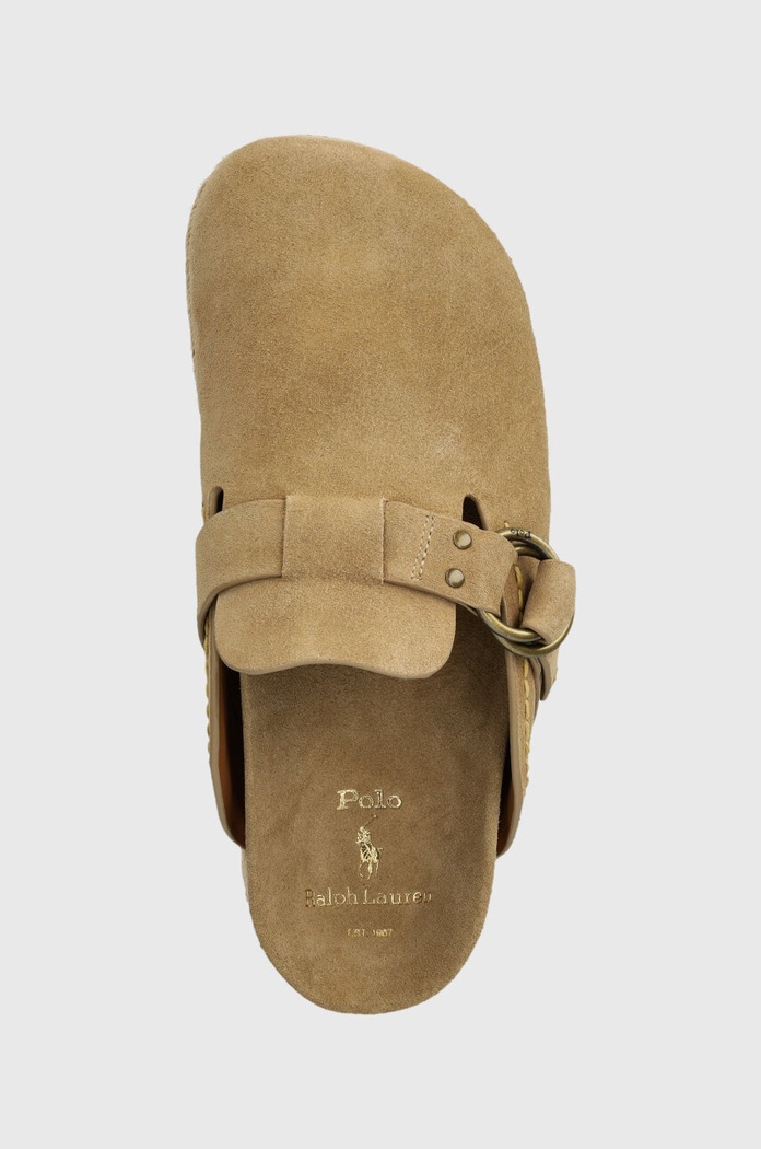 Παντόφλες σουέτ Polo Ralph Lauren Turbach Clog μπεζ 803931273003.250