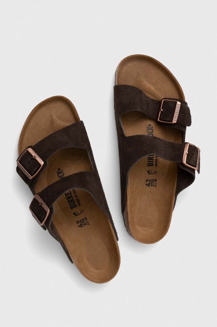 Boty Semišové pantofle Birkenstock Arizona 1027077 hnědá
