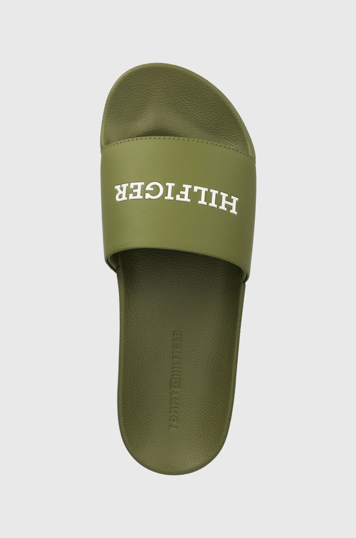 Šľapky Tommy Hilfiger RAISED POOL SLIDE zelená FM0FM05022