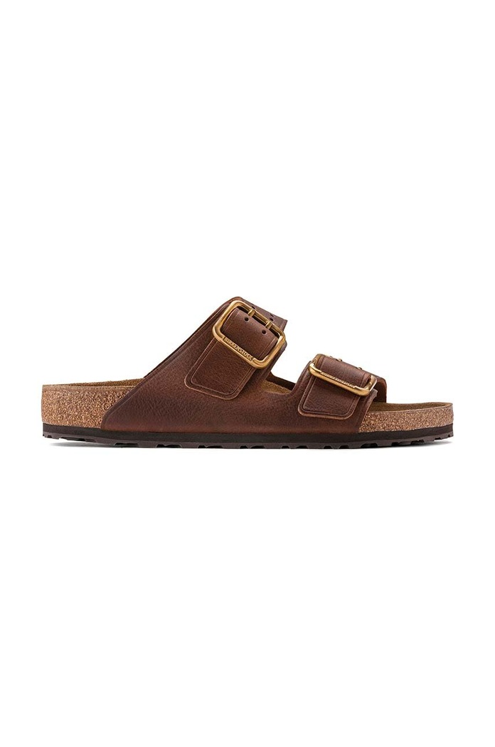 Birkenstock klapki skórzane Arizona Bold Gap Planet friendly brązowy 1022605