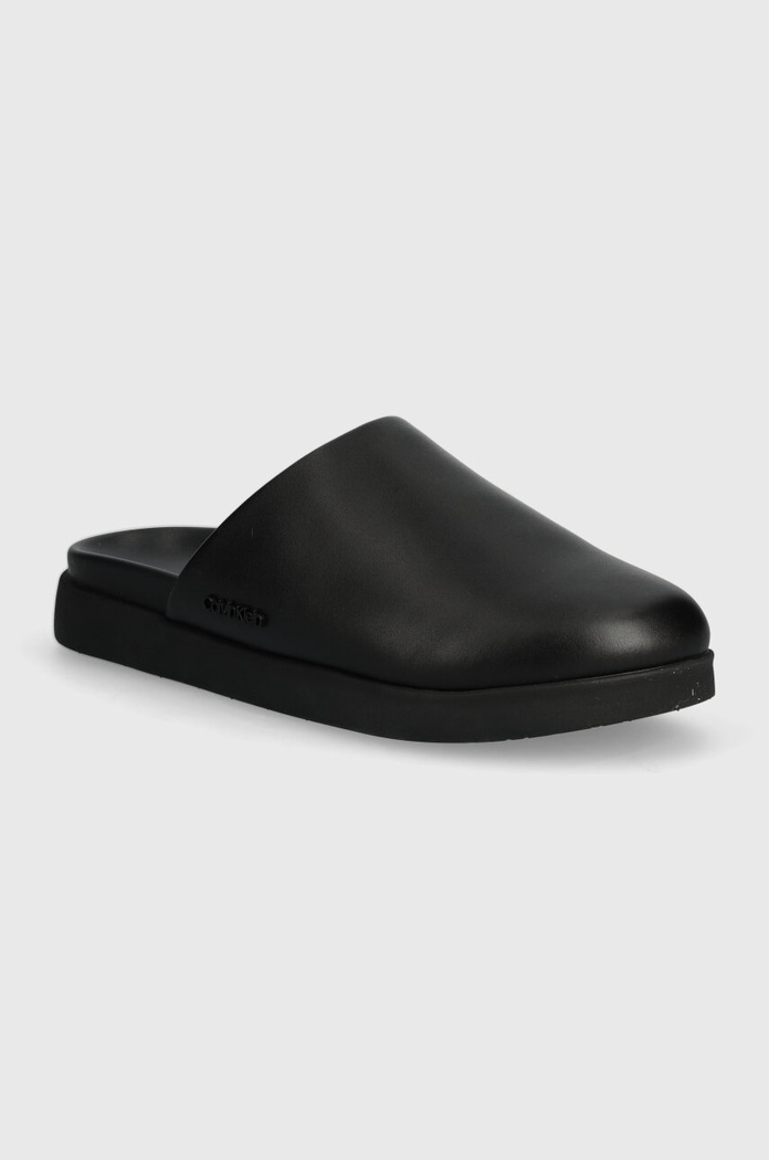 Kožené šľapky Calvin Klein MULE Planet friendly čierna HM0HM01407
