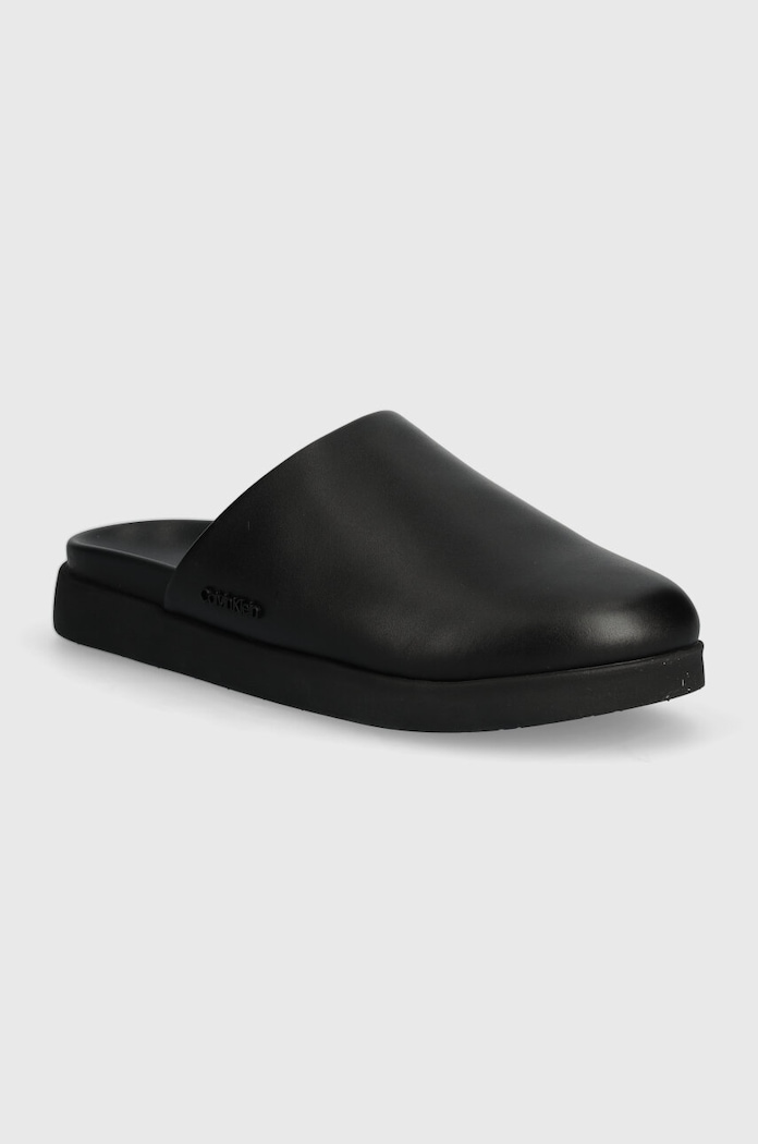 Kožené šľapky Calvin Klein MULE Planet friendly čierna HM0HM01407