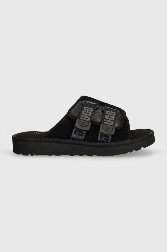 Kožené pantofle UGG Goldencoast Strap Slide přírodní kůže černá 1142730.BLK