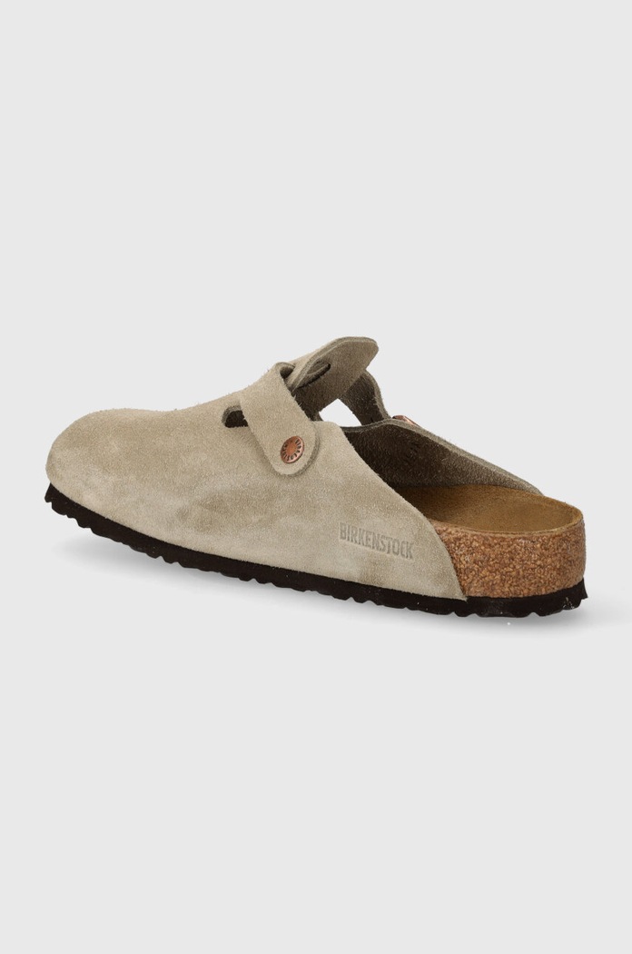Shoes Birkenstock Boston Soft Footbed Suede Leather Taupe 60461 beige