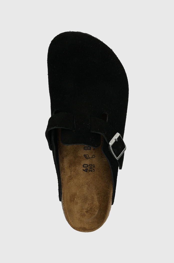 Birkenstock ciabatte slide in camoscio Boston nero 1027142
