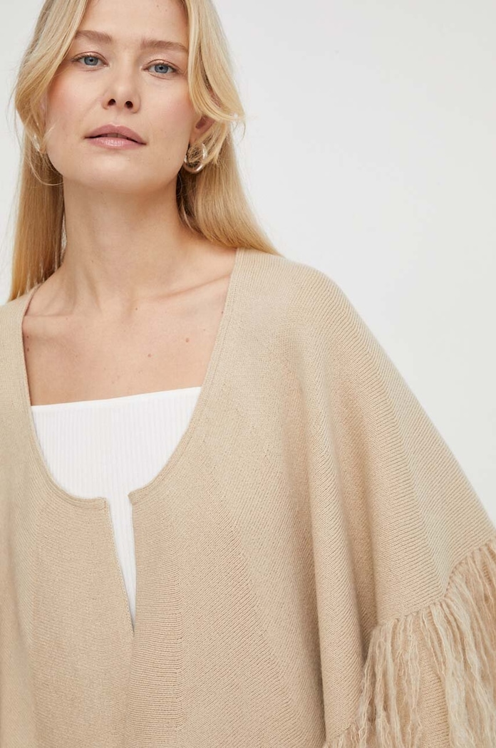 Vlněné pončo By Malene Birger Q72091002 béžová