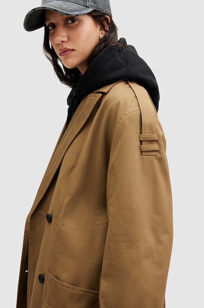 Ruházat AllSaints pamut kabát WYATT WO521Z barna