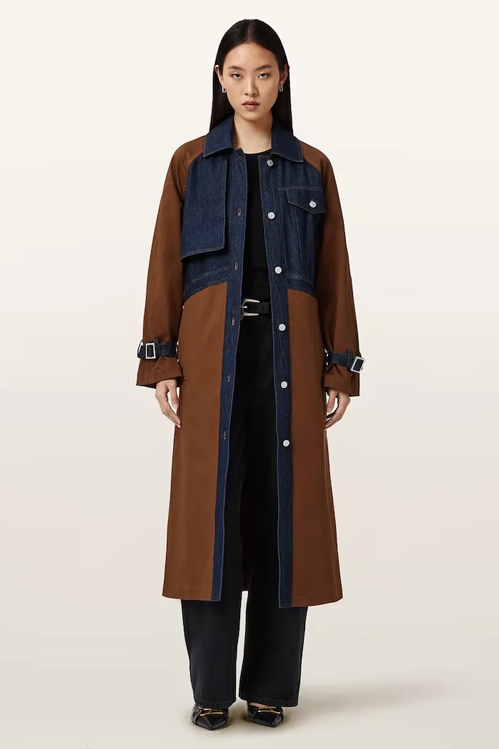 Abbigliamento AllSaints cappotto trench da donna in cotone DAYLY TRENCH WO508Z marrone