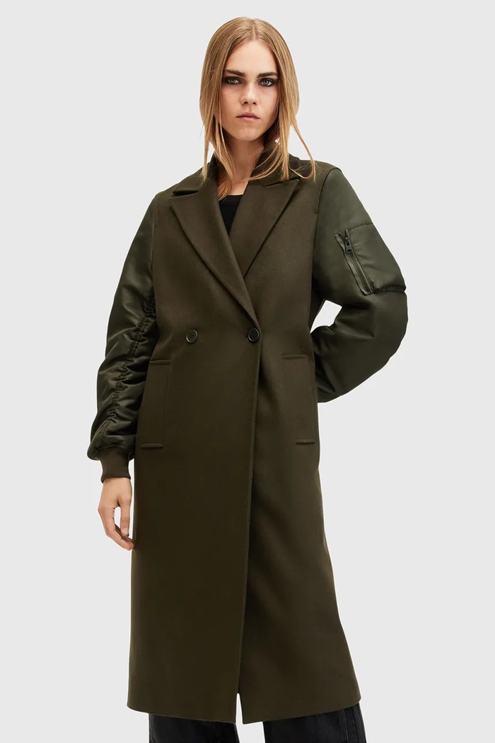 Kabát s vlnou AllSaints PAULAH zelená W007OZ