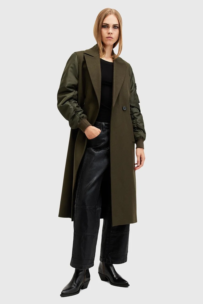 Kabát s vlnou AllSaints PAULAH W007OZ zelená